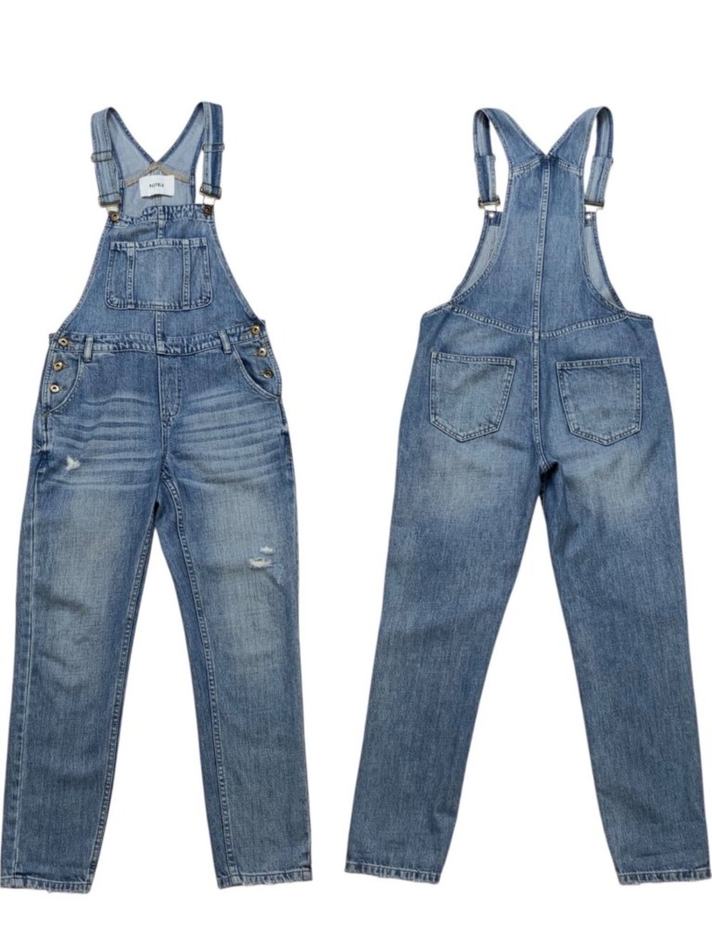 Pistola Bailey Denim Overall XS Blue Straight Leg Distressed - Picture 16 of 16